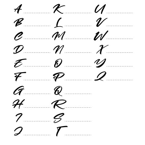 Calligraphy Alphabet Printable Worksheets