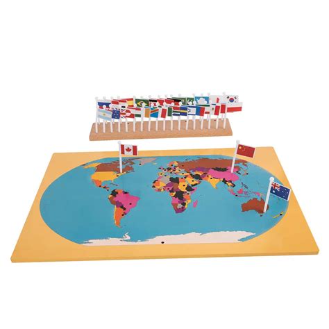 Educational Flags of the World with Wooden Map Puzzle - kinderhuis