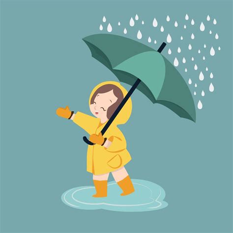 cute girl umbrella in rainy season 661075 Vector Art at Vecteezy