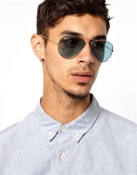 Ray-ban Polarized Aviator Sunglasses in Blue for Men | Lyst