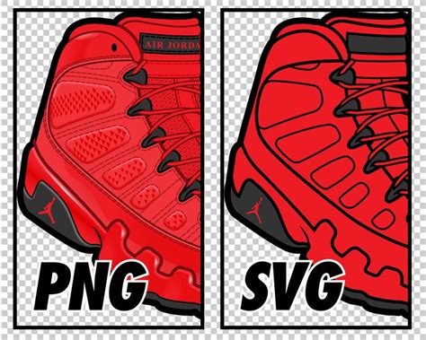 Air Jordan 9 Chile Red JPEG PNG SVG Digital Download Sneaker - Etsy