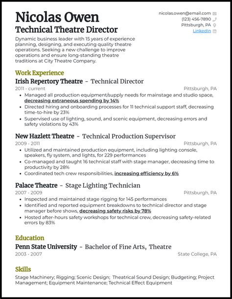 7 Theatre Resume Examples that Worked in 2024