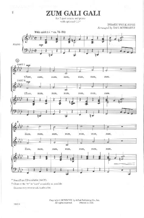 Zum Gali Gali (Two-Part ) arr. Dan Schwartz| J.W. Pepper Sheet Music