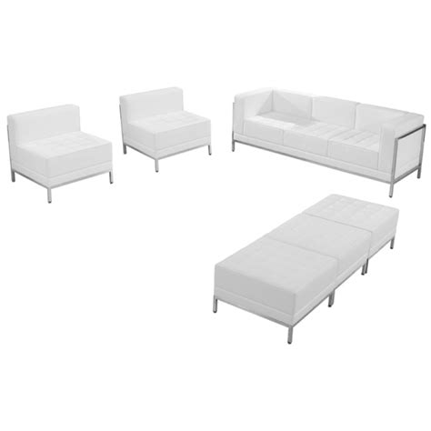 HERCULES Imagination Series Melrose White Leather Sofa, Chair & Ottoman ...