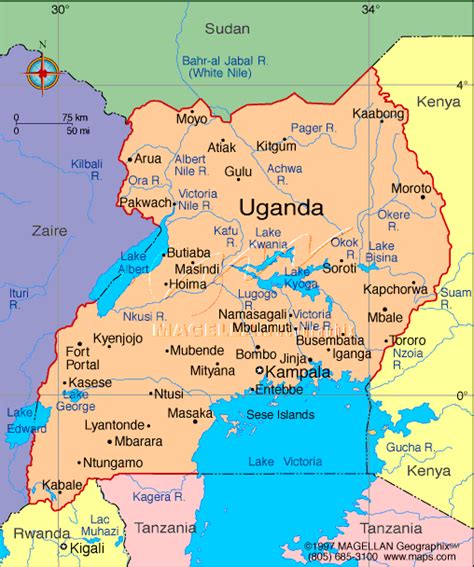 Uganda, capital city Kampala | Actividades de geografía, Mapa paises ...