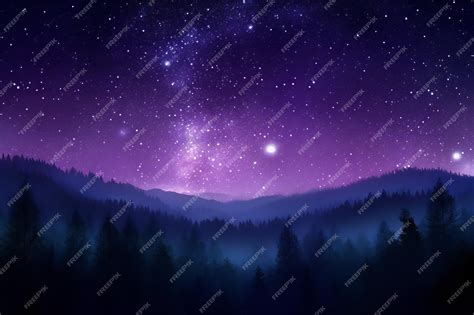 Premium AI Image | Night sky with stars and milky way over the mountain forest