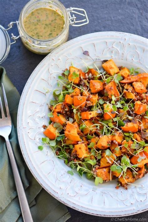 Roasted Acorn Squash, Microgreens and Quinoa Salad Recipe | ChefDeHome.com