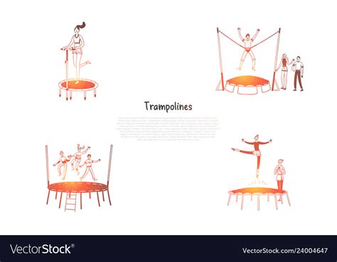 Trampolines - happy people jumping Royalty Free Vector Image