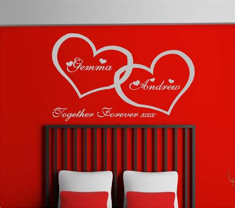 Personalised Love Hearts Bedroom VINYL WALL ART STICKERS - Custom DesignsCustom Designs