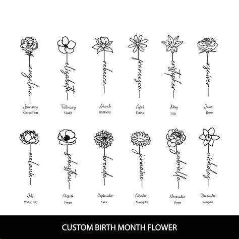 Birth Month Flower Tattoo Birthmonth Flower Svg Custom Birth - Etsy ...