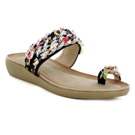 Lunar Kara Womens Toe Loop Sandals - Black