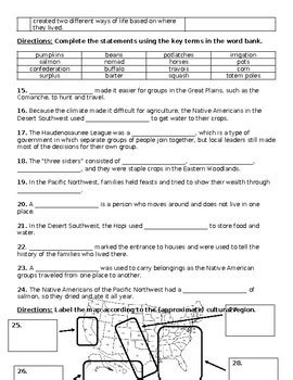 Native American Cultural Regions Test EDITABLE by Hello Ms Hua | TPT