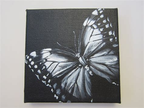 Original Square Canvas Acrylic Painting: Black and White