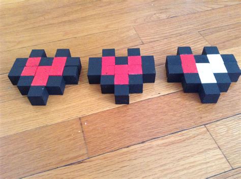 Mine craft hearts made with 1 inch wooden blocks | Wooden blocks, Wood blocks, Crafts