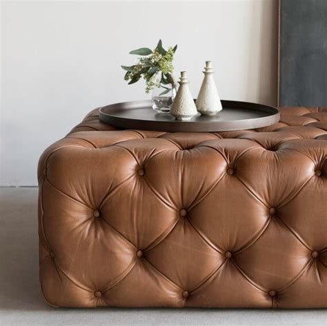 Leather Tufted Ottoman