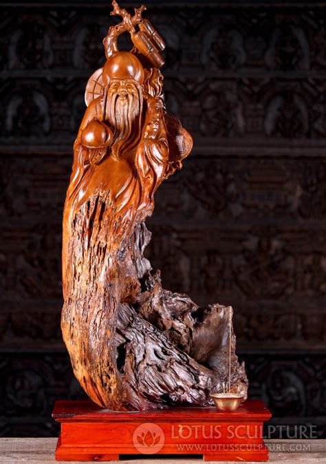 Hand-Carved Lao Tzu Statue in Vietnamese Wood Ancient Chinese ...