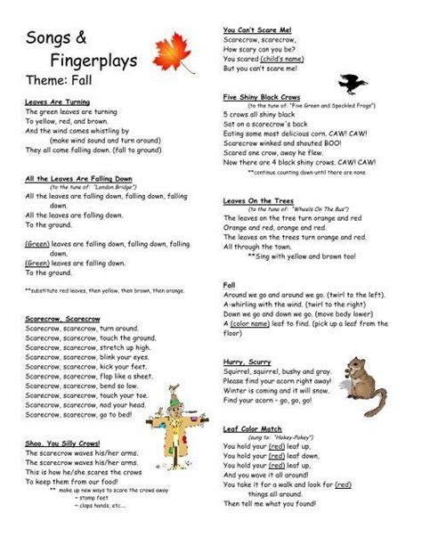 fingerplays fall - Preschool | Fall preschool, Fall preschool activities, Fall lesson plans