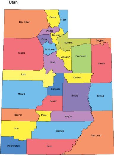 Utah PowerPoint Map - Counties