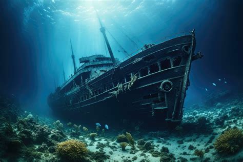 A view of the wreck of a sunken ship in the Red Sea, Titanic shipwreck ...