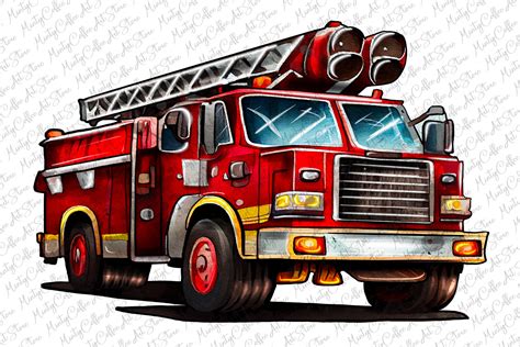 Fire Truck Clipart, Firefighter, Fireman Graphic by MintyCoffeeArtStore · Creative Fabrica