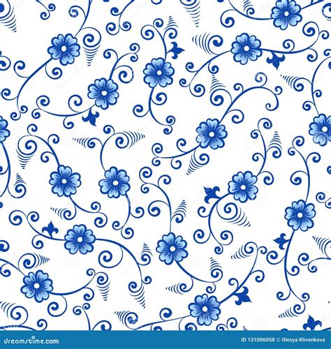 Blue and White Floral Chinese Seamless Pattern Stock Vector ...