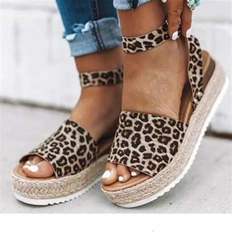 2019 Summer Gladiator Open Toe Ankle Wrap Medium Heel Platform Sandals ...