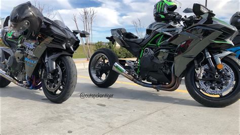 Kawasaki Ninja H2 vs Kawasaki ZX10R vs Yamaha R1M - The Streets - YouTube