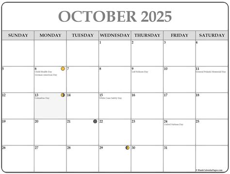 October 2025 Lunar Calendar | Moon Phase Calendar