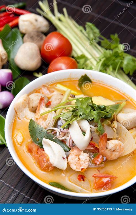 Tom Yum Goong Thai Food with Ingredient for Cooking Stock Image - Image ...