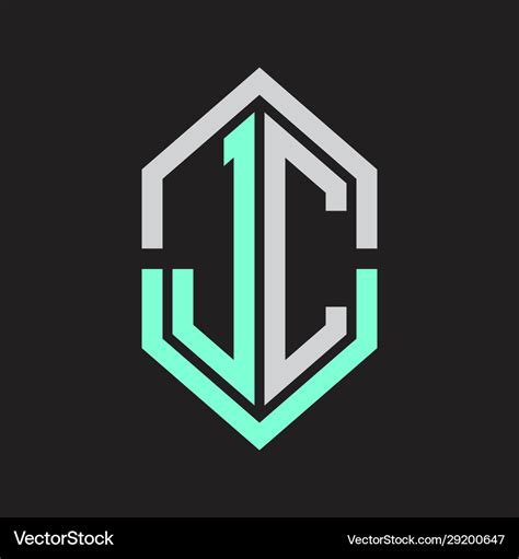 Jc logo monogram with hexagon shape and outline Vector Image