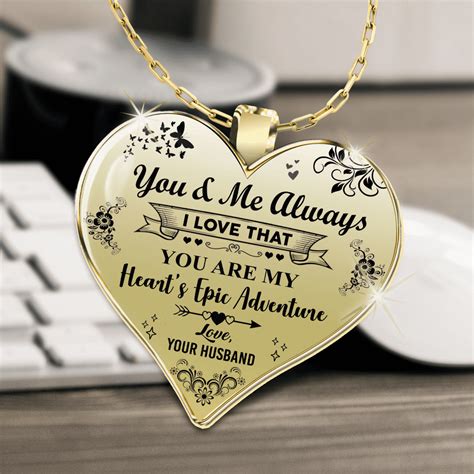 JetBoxDesigns - To My Wife Gold Plated Pendant Necklace - You & Me Always Present For Wife ...