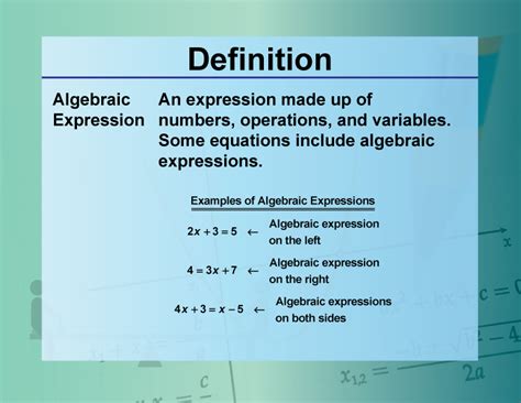 Definition--Equation Concepts--Algebraic Expression | Media4Math