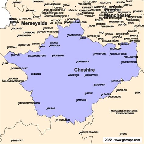 Cheshire County Boundaries Map