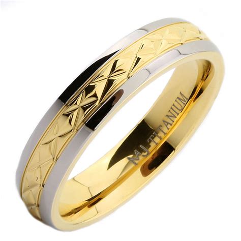 5mm or 7mm 18K Gold Plated Wedding Ring Grade 5 Titanium Band Comfort Fit Ring | eBay