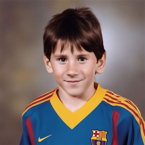 Premium AI Image | Lionel Messi Barcelona old childhood picture generated by AI