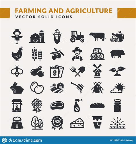 Farming and Agriculture Vector Icons. Stock Vector - Illustration of bale, crop: 128747180