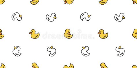 Duck Seamless Pattern Vector Rubber Duck Cartoon Tile Background Repeat Wallpaper Scarf Isolated ...