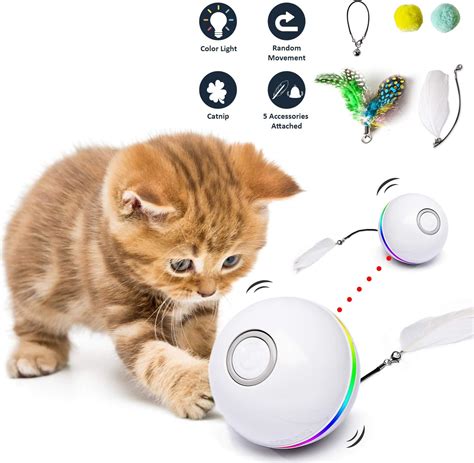 Fairwin Cat Toys for Indoor Cats, Interactive Cat Toy Ball with LED Light and Catnip Toys for ...