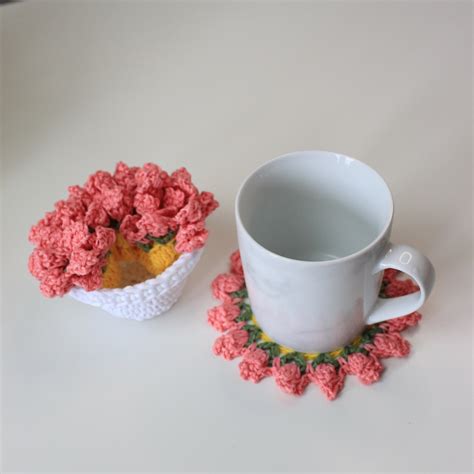 Crochet Flower Pot Coaster Set Written Pattern, crochet plant pot coas – Brunaticality