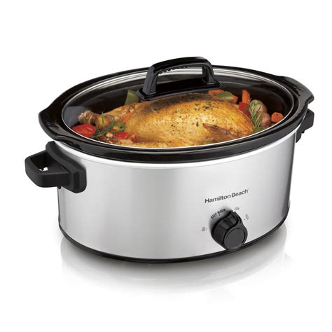 Hamilton Beach Slow Cooker, Large Capacity, Serves 7+, 6 Quarts, Silver, 33665 - Walmart.com ...