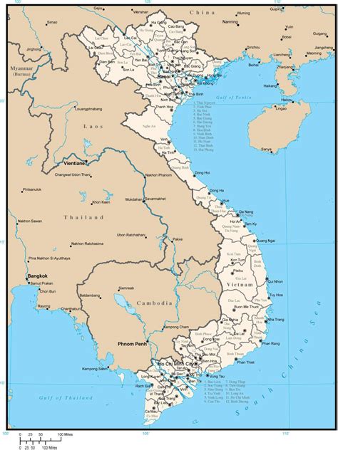 Vietnam Map with Province Areas and Capitals in Adobe Illustrator