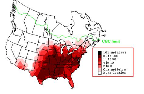 Northern Cardinal - Early Winter Range Map