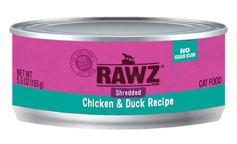 Rawz Shredded Chicken & Duck Recipe Cat Food 5.5oz - Everett Pet Nutrition LLC