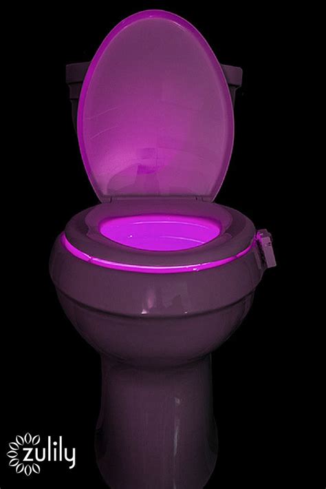 Brighten up your toilet to safely navigate in the dark with the eight rotating colors of this ...