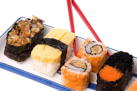 Sushi with Chopsticks stock image. Image of tradition - 5670333