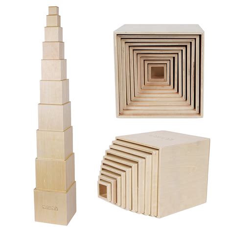 Buy TOWO Wooden Stacking Boxes-Nesting and Sorting Cups Blocks for Toddlers-Stacking Cubes ...