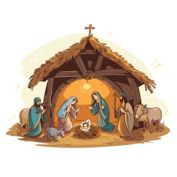 Crèche Gratuite Vecteur PNG , Autocollant Clipart Crèche De Noël Avec Jésus Dans Une Crèche Avec ...