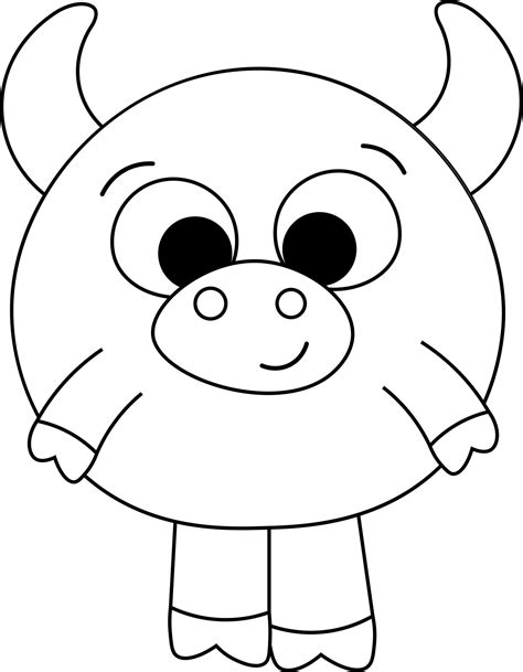 Cute cartoon bull in black and white 7695146 Vector Art at Vecteezy