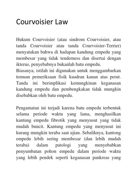 Courvoisier Law Definisi | PDF