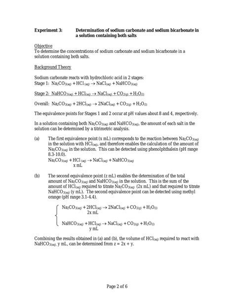 Determination of sodium carbonate and sodium bicarbonate in a solution ...